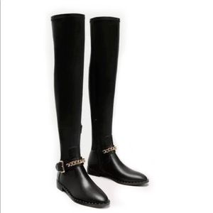 NWOT Zara over the knee black boots EU 38 US 7.5